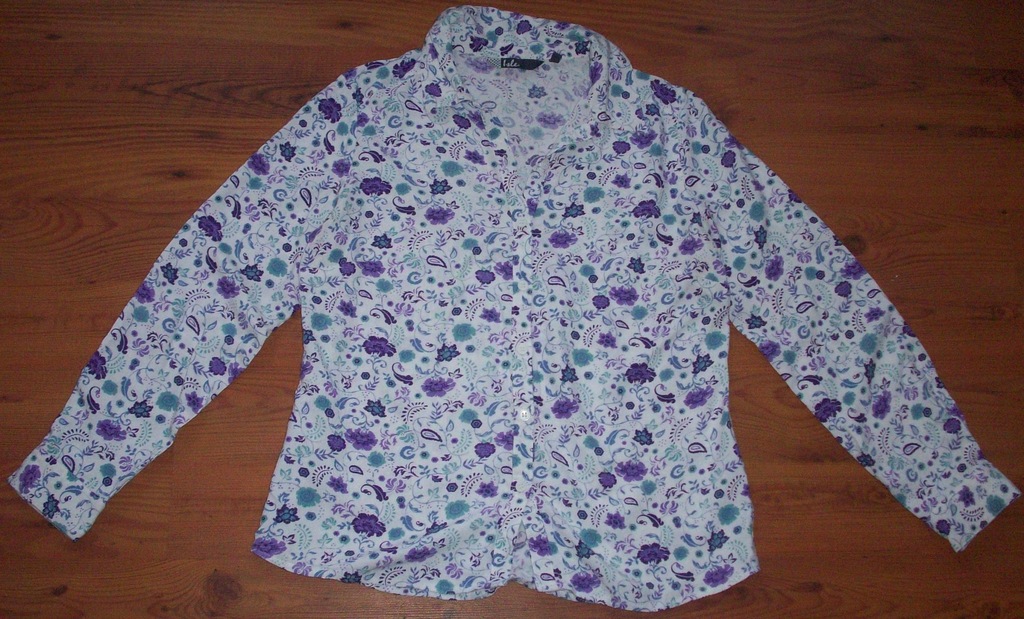 Bluzka/koszula Isle 40 L fioletowa biała niebieska