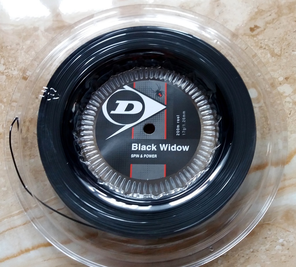Naciąg tenisowy Dunlop Black Widow 1.26 mm 200m