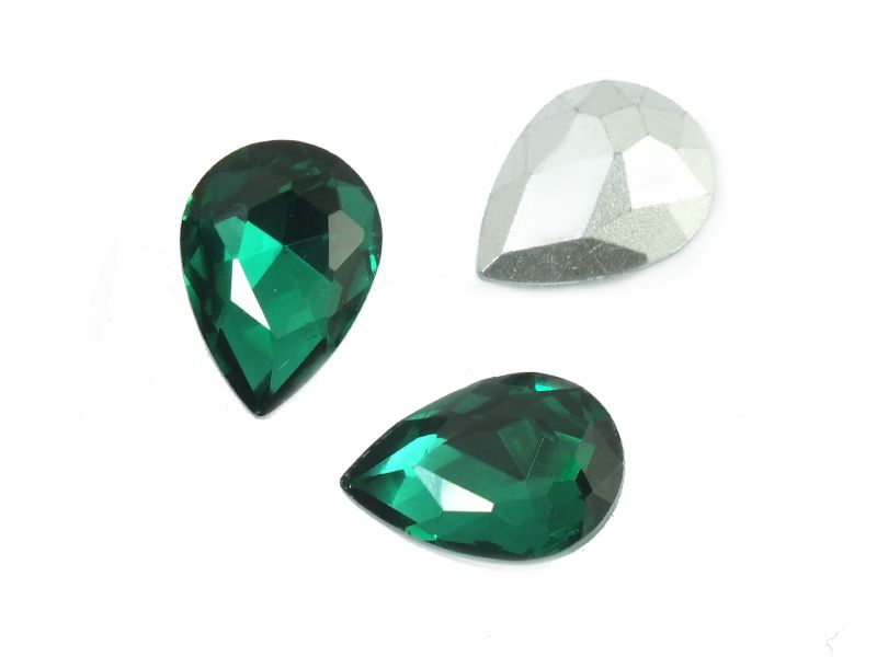 Szklany kamień fasetowany grusz 14x10 Emerald-2s