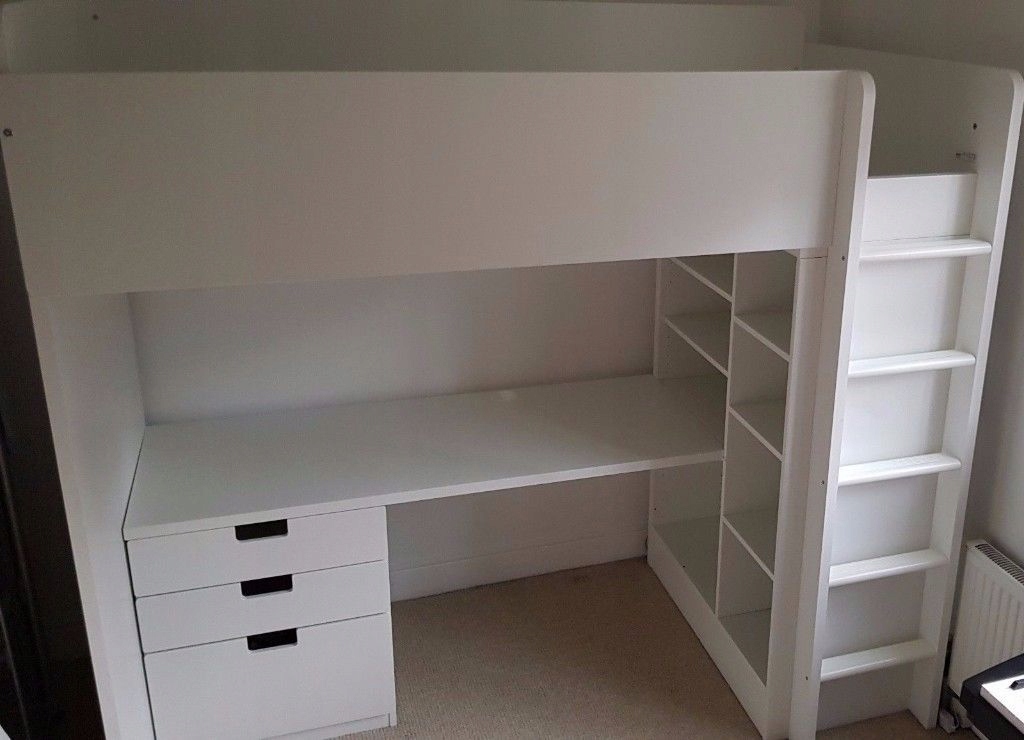 Łóżko IKEA STUVA na antresoli z biurkiem + materac