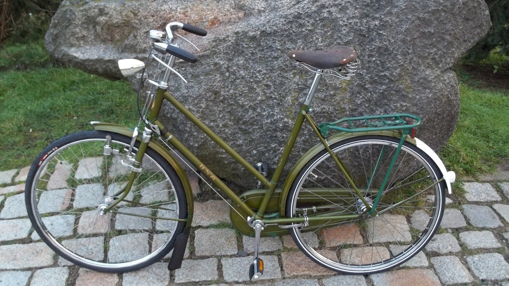BSA - Raleigh po renowacji, cięgna Brooks SA retro