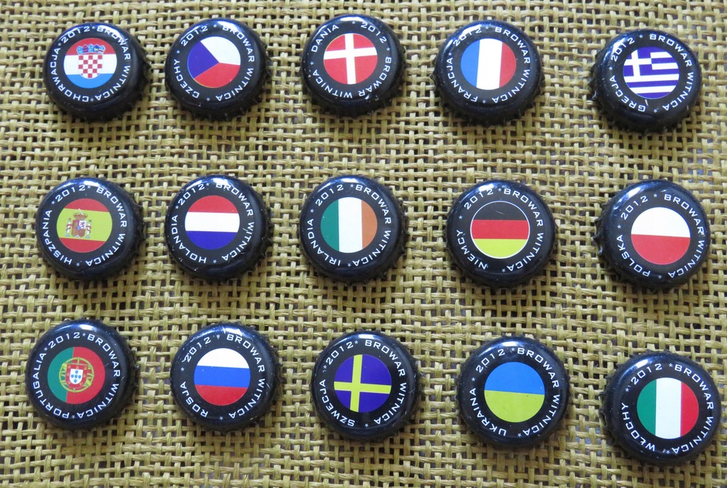KAPSLE Browar Witnica -zestaw 15 flag - EURO 2012