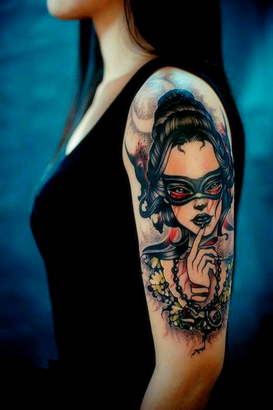 Tatuaz zmywalny Bloody eyes lady tattoo