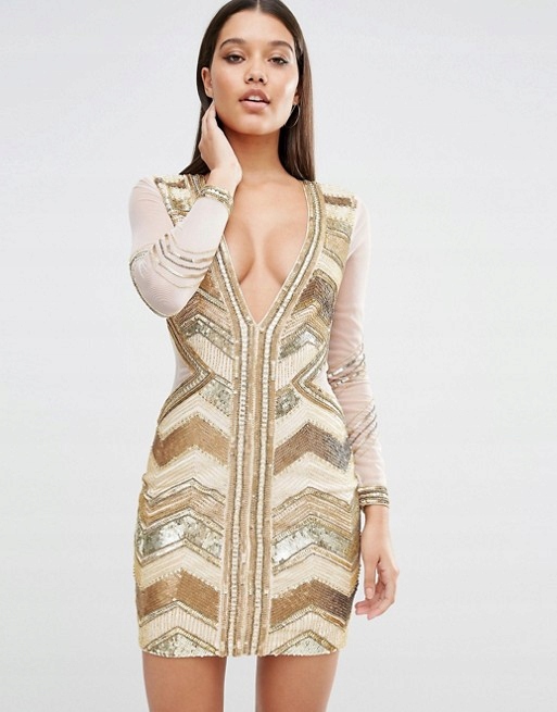 SUKIENKA MISSGUIDED CEKINY KRÓTKA MINI 38 M