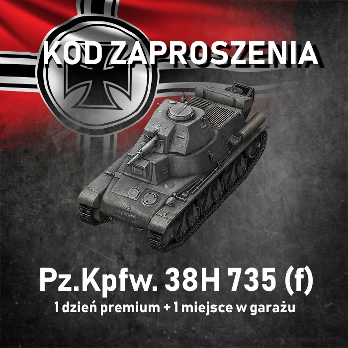WORLD OF TANKS WOT PZ 38H MINI MAUS 1 DZIEŃ KOD