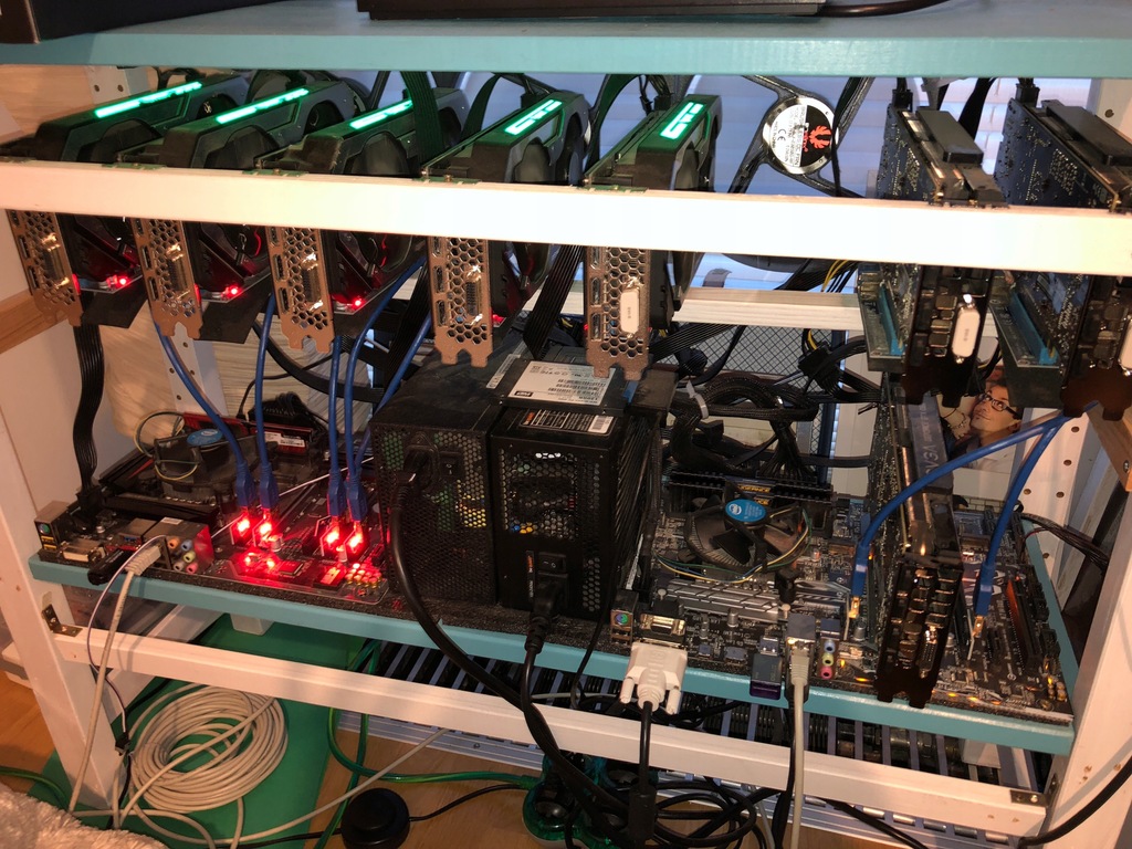 2 Koparki 8x GTX 1060 8GB kryptowalut Ethereum BTC
