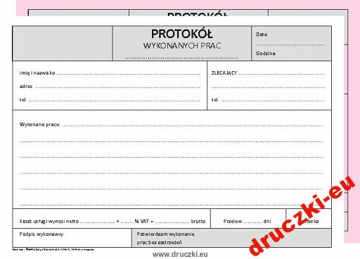 Protokół wykonanych prac/odbioru prac