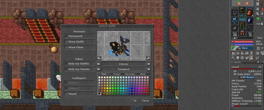TIBIA PYRA 72 ELDER DRUID TOP MAGIC LEVEL MOUNT