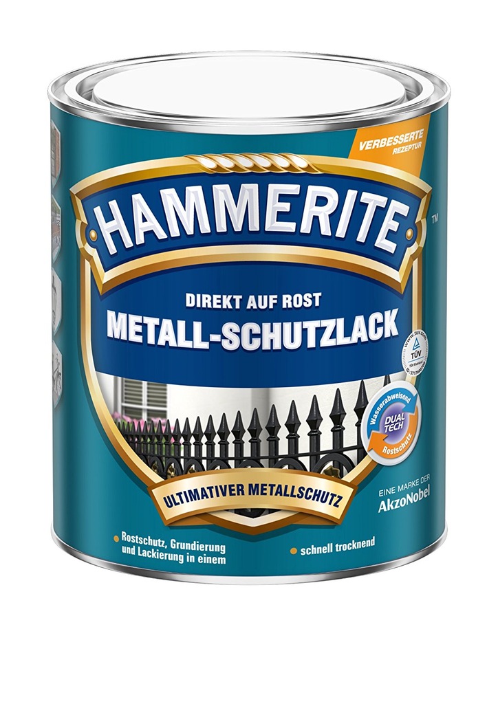 445F48 Hammerite czarny lakier ochronny do metalu