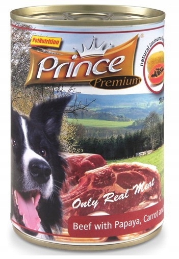 Prince Premium Dog Wołowina, papaja, marchew puszk