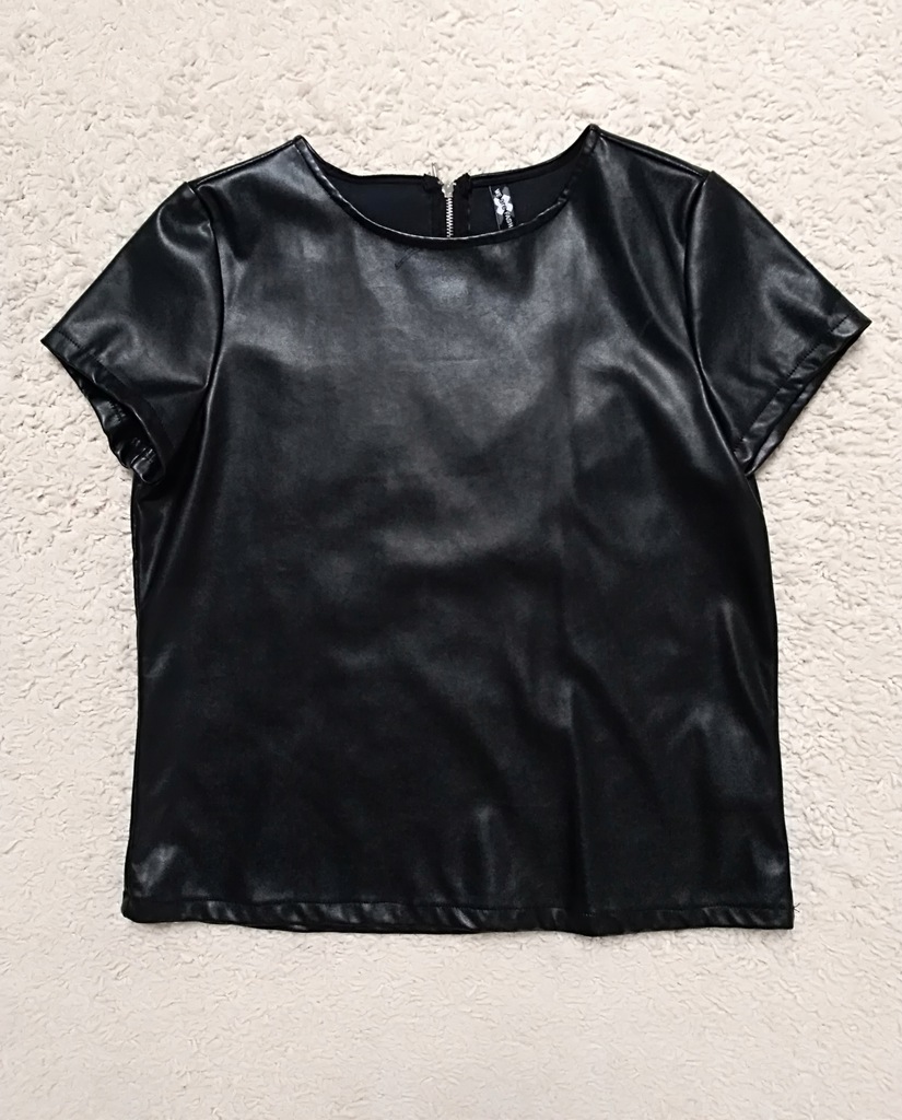 Bluzka koszulka czarna eko skóra New Yorker S