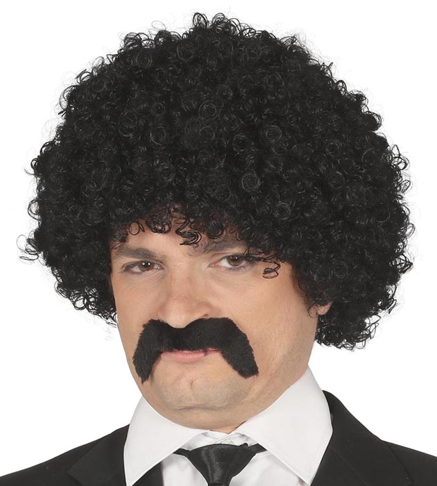 Peruka Afro Loki Loczki Czarna Wąsy PULP FICTION