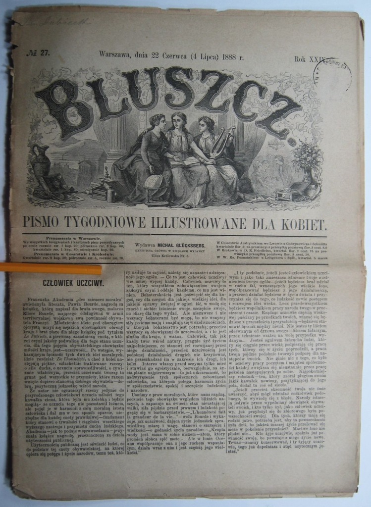 Bluszcz nr 27, 1888 r., WYKROJE KRAWIECKIE, suknie