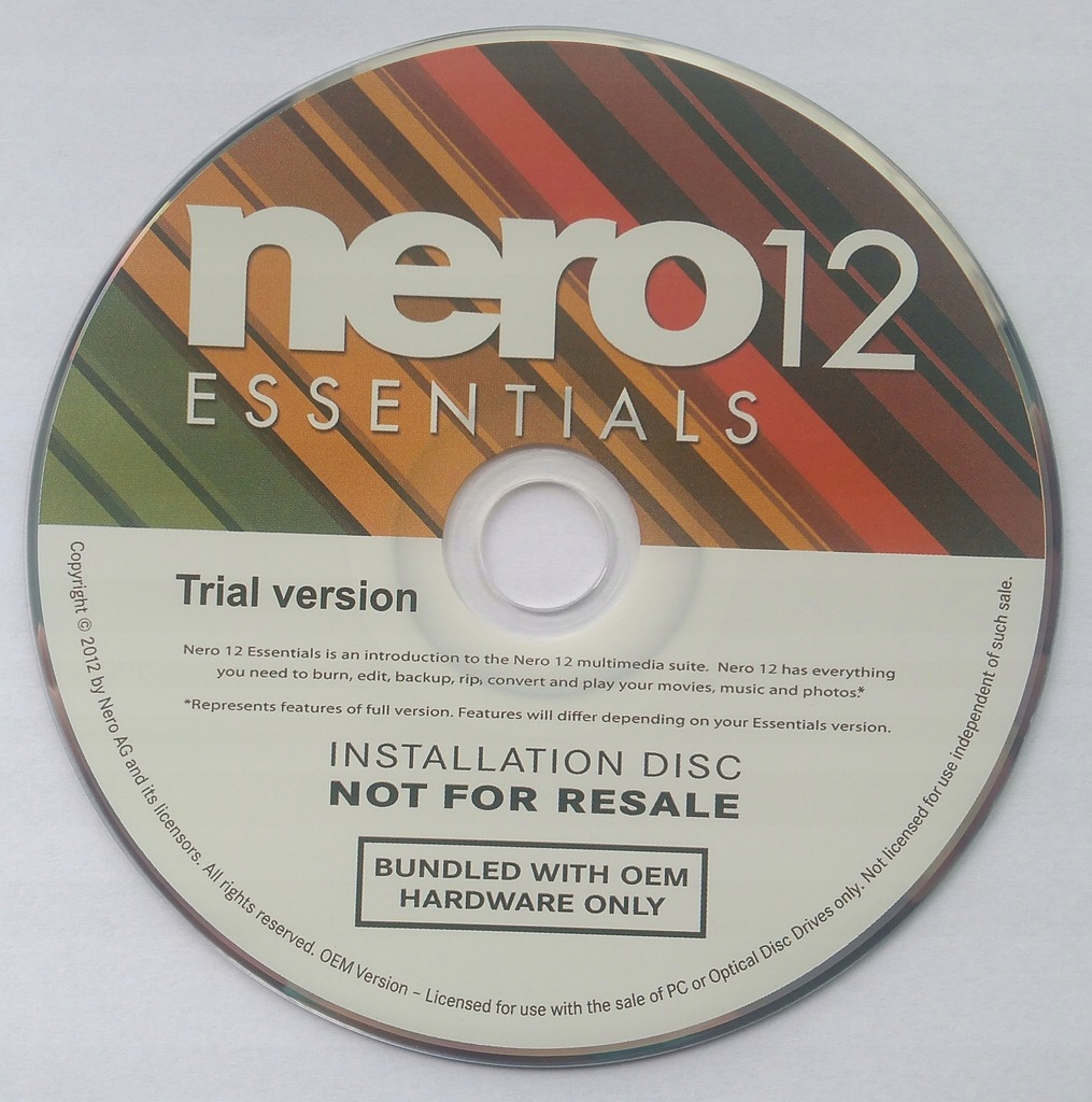 nero 12 ESSENTIALS OEM Trial oryginał