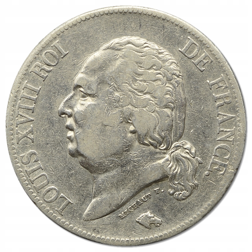 84.FRANCJA, LUDWIK XVIII, 5 FRANKÓW 1824 A