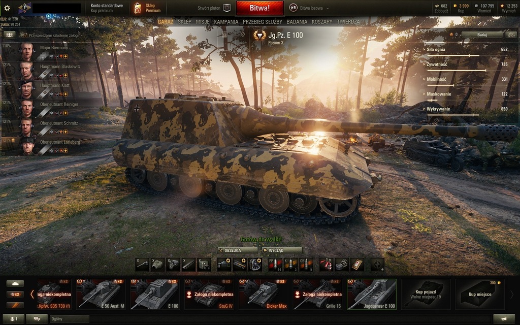 Konto World of Tanks Jagpanz E100 Grille15 E50M...