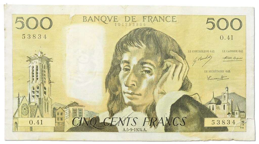 20.Francja, 500 Franków 5.09.1974, P.156.b,St.3/4+