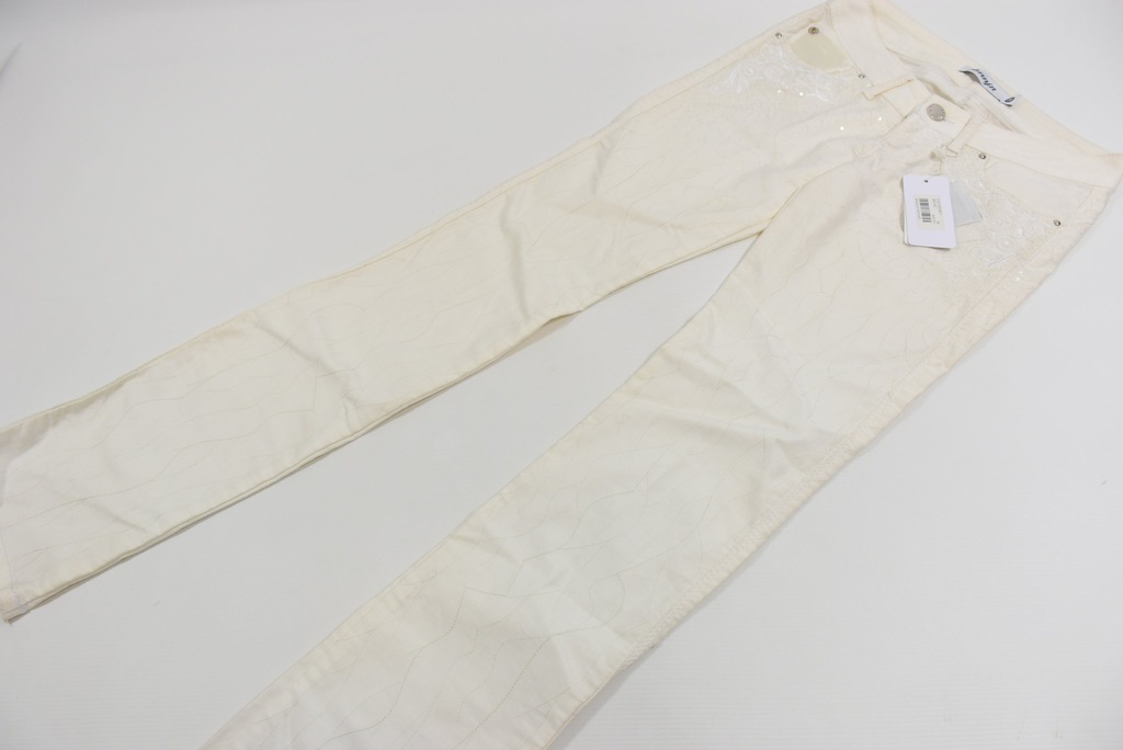 D3504 AMNJN SPODNIE JEANS ZDOBIONE HAFTEM *28*