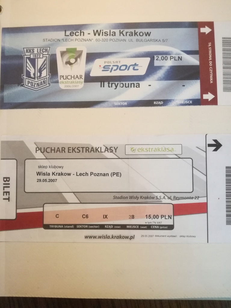 Lech Poznań Puchar Ekstraklasy 7 biletów Wisła K