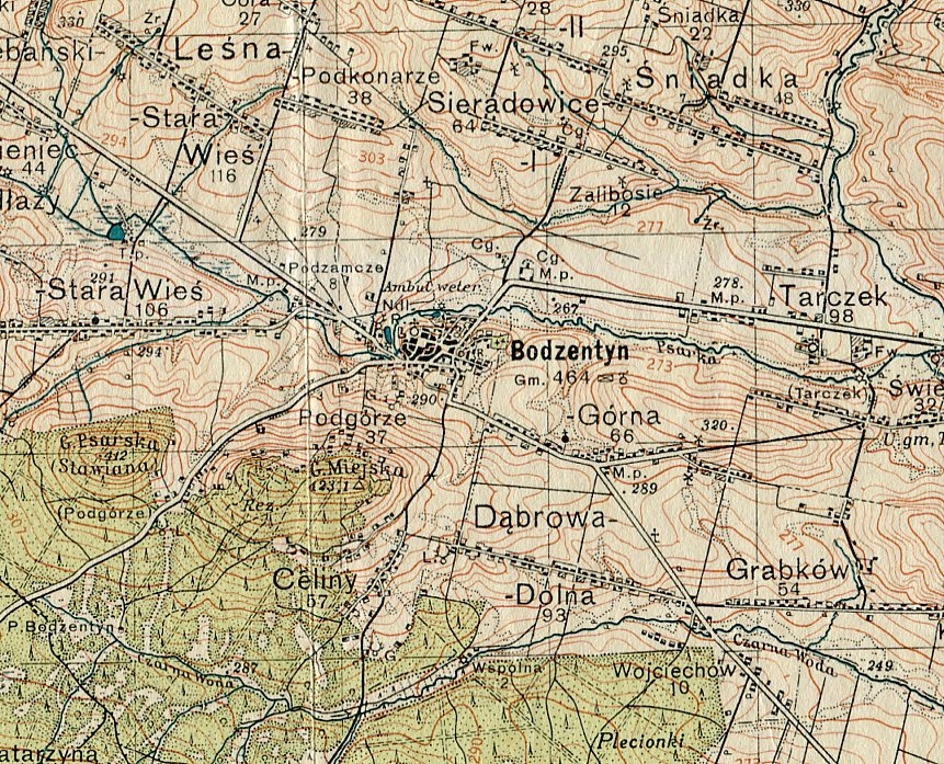 BODZENTYN / ŁYSOGÓRY :: mapa wojskowa WIG : 1934