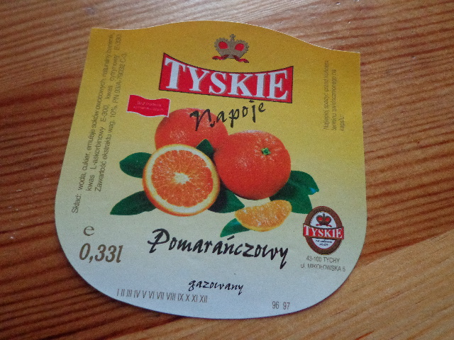 Etykieta na lemoniadę, oranżada - Browar Tychy