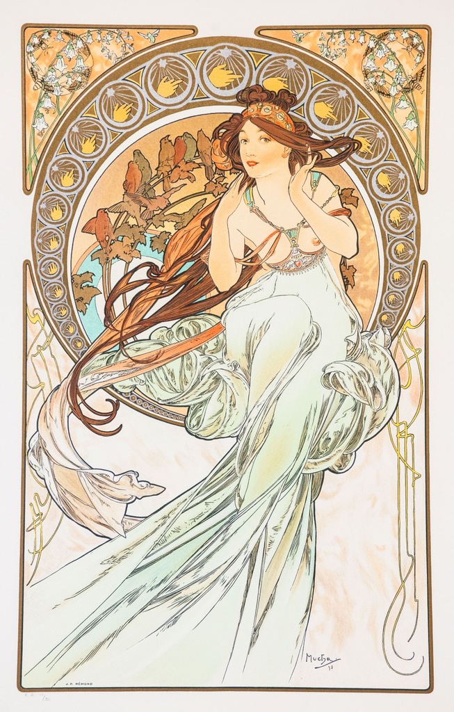 Obraz płótno 80x50 cm Muzyka Alfons Mucha