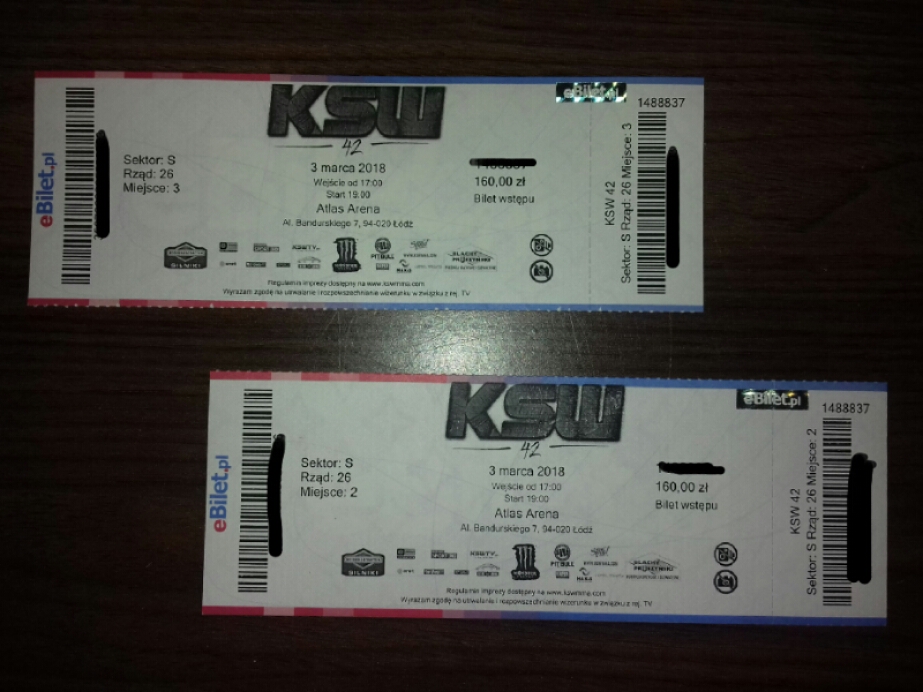 KSW 42 3.03 Łódź cena za DWA bilety