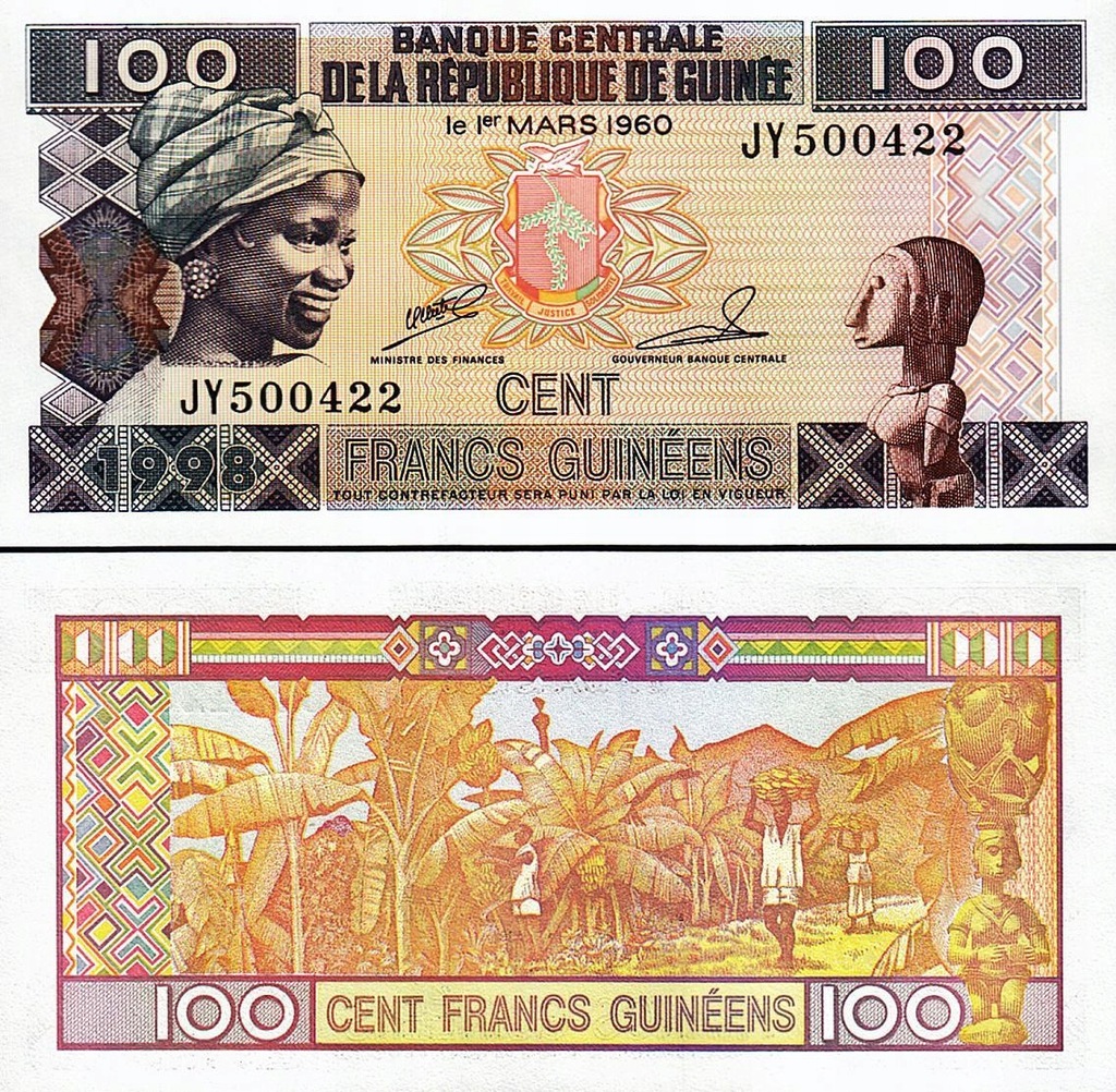 GWINEA 100 franków 1998 P-35 UNC