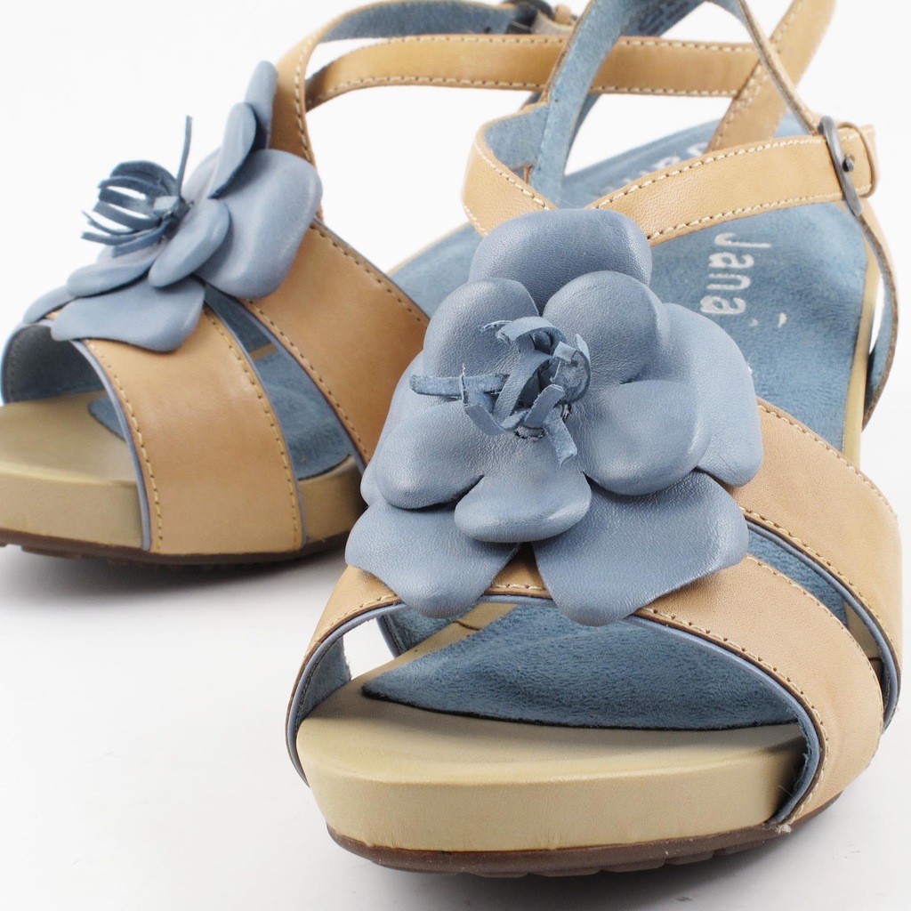 JANA 28325 beżowe niebieskie sandały koturna r 38 6866003728