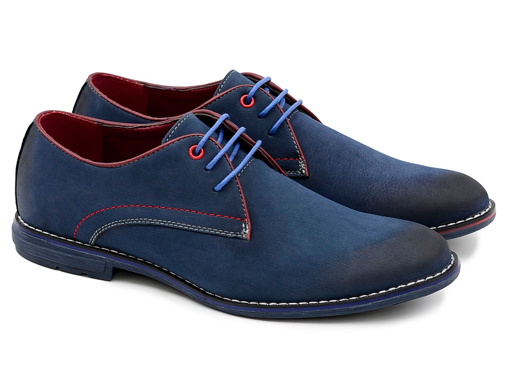 -25% MĘSKIE GRANATOWE PÓŁBUTY BUTY ELEGANCKIE 47