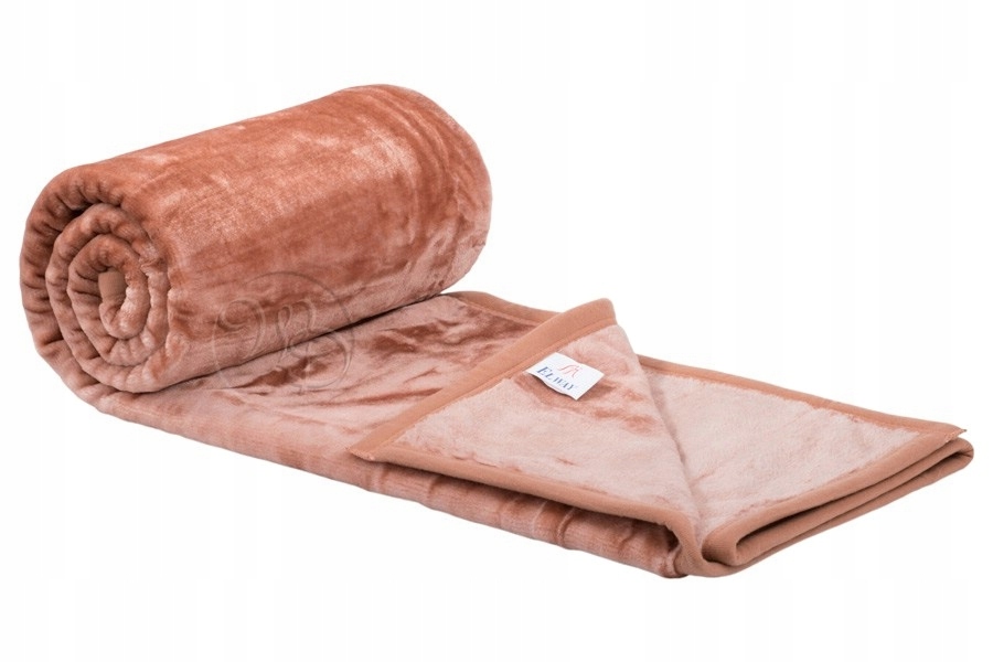 Koc Elway 160x210 beżowy wpadający w róż gruby akr