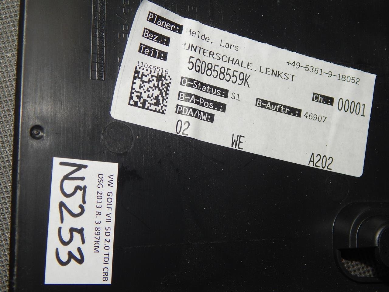 VW GOLF VII obal kryt volantu 5G0858559K