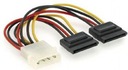 Кабель питания MOLEX — 2x разветвителя SATA 15 см