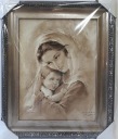 КАРТИНА В СЕРЕБРЯНОЙ РАМКЕ 42Х52 БОЖЬЯ МАТЕРЬ, СЕПИЯ