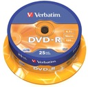 VERBATIM DVD-R ДИСКИ 4,7 ГБ 16x КОРОБКА 25 ШТ.