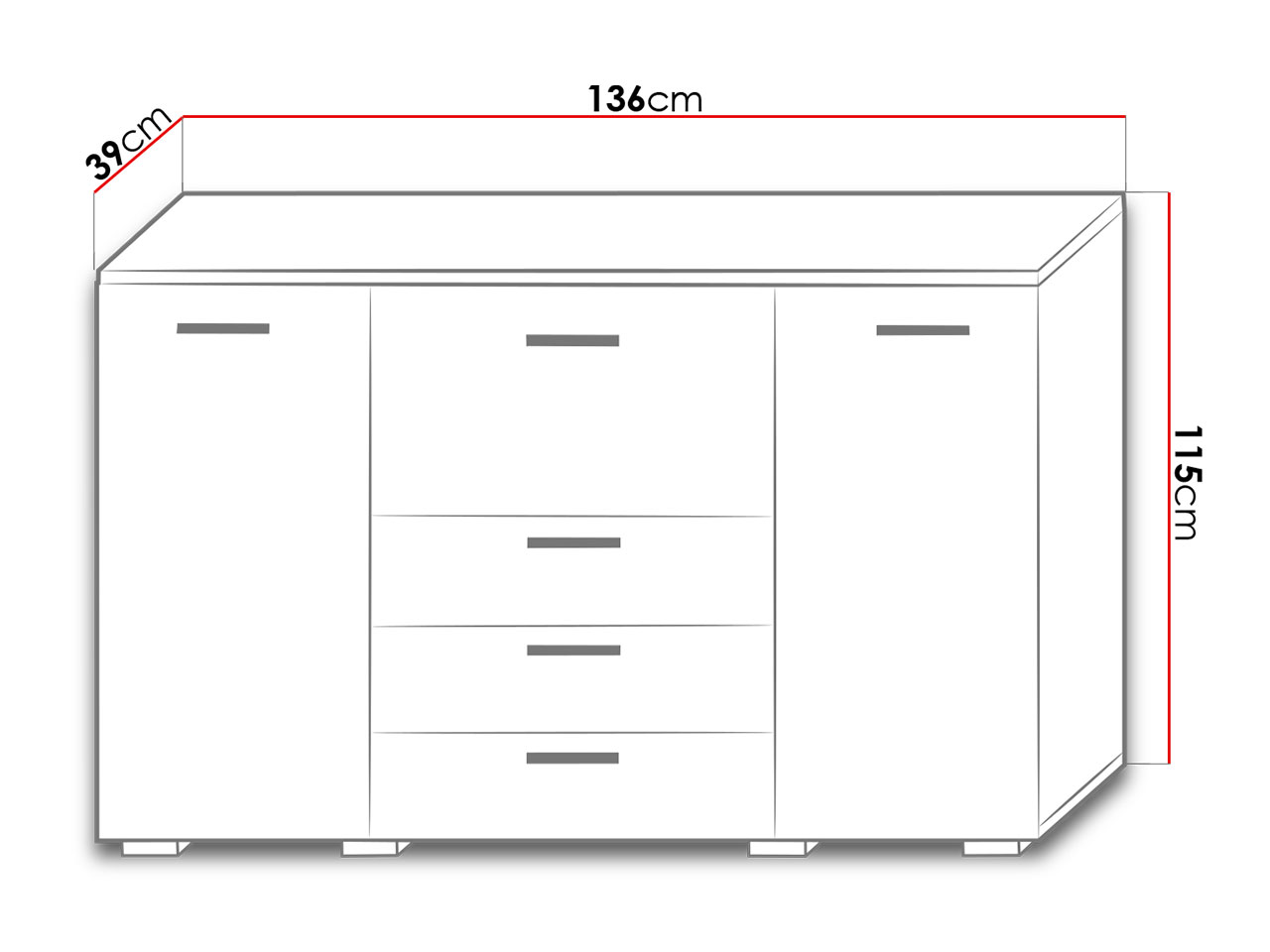 размер комода с выдвижными ящиками