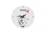 Mačka Ocicat Stojace hodiny s grafikou, MDF