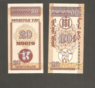 Bankovka MONGOLSKO - 20 mongo 1993 rok, UNC