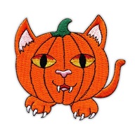 Nášivka-Tlačová mačka Halloween PUMPKIN CAT, tekvica