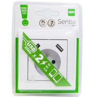 Sentia Jednozásuvka 16A USB 2x2,1A 5VD rám