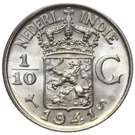 Holandská Indie - mince - 1/10 Guldena 1941 S - STŘÍBRO - MINCOVNÍ UNC