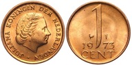 Holandia - Królowa Juliana - moneta - 1 Cent 1973 Utrecht - MENNICZA - UNC