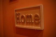 Napis wykonany w drewnie "Home"