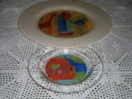 DIBBERN GERMANY MALOWANE SZKLANE TALERZE 2 SZT