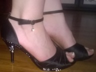 Czarne satynowe szpilki kryształki 40/ eleganckie