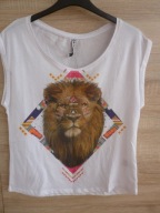 T-SHIRT BIAŁY CROPP rozm M motyw zwierzęta