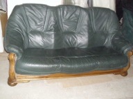 SOFA 3-KA - DĄB + 100 % skóra naturalna - MARKOWA