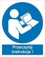 Naklejka PIKTOGRAM BHP, przeczytaj instrukcję