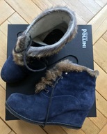 STUDIO POLLINI botki buty zamsz futro r. 37