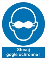 Naklejka PIKTOGRAM BHP, stosuj gogle ochronne